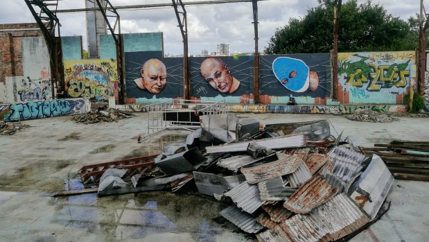 The former Red Hill Skate Arena is now mostly covered in graffiti.