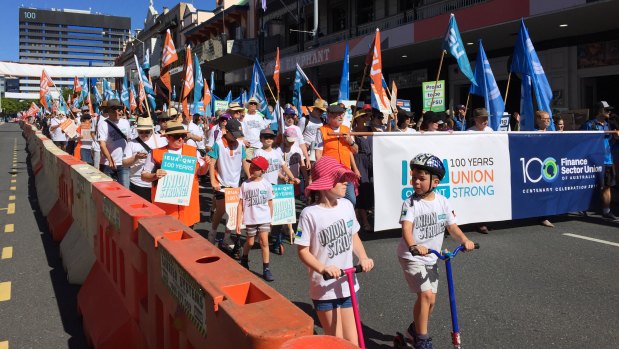 The parade snaked along Turbot, Wickham and Brunswick streets before turning onto St Paul's Terrace towards the RNA Showgrounds.