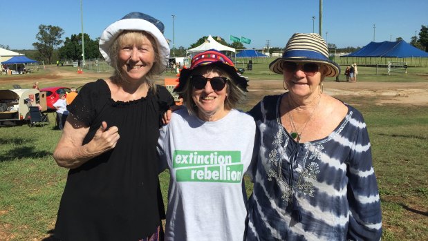 Pauline Hollywood, Maggie Young and Ruth Leahy joined the convoy out of concern for the Adani coal mine’s impact on the future health of the environment.