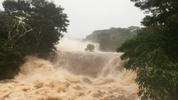 Flooding at Wailuku River near Hilo, Hawaii on Thursday. 