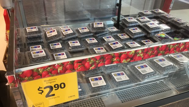 Strawberries have made way for blueberries at some supermarkets.
