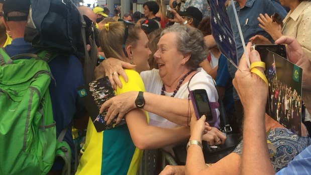 Marge Breitenbach says thanks to grand daughter Caitlin Sergeant-Jones, one of Australia's 4x400m relay runners.