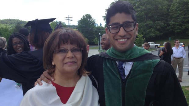 Adam Kassam and his mother.
