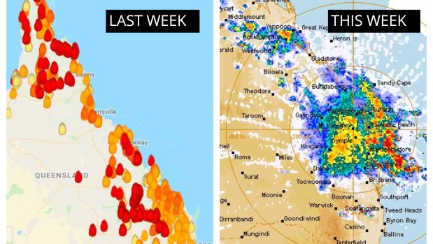 In December 2018 Queensland's central coast was covered in bushfires one week, then heavy rains.