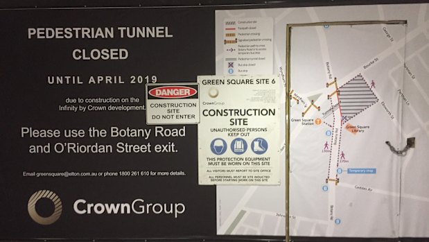 Green Square pedestrian underpass closed