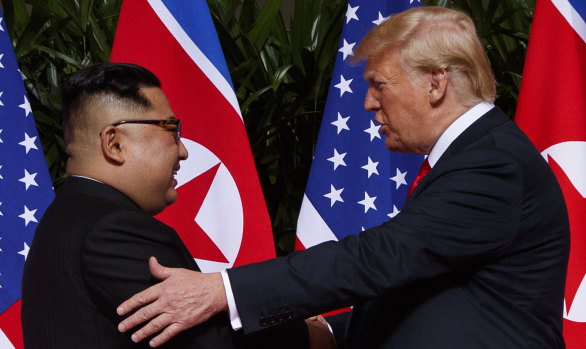 North Korean leader Kim Jong-un and US President Donald Trump in Singapore.