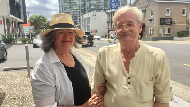Former Whiskey Au Go Go waitress Donna Phillips and convicted murderer and Port News editor, Billy Stokes, in Amelia Street where the Whiskey Au Go Go was located.