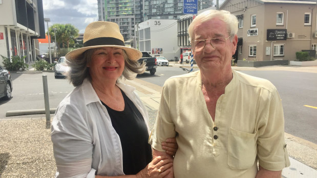 Former Whiskey Au Go Go waitress Donna Phillips and convicted murderer and Port News editor, Billy Stokes, in Amelia Street where the Whiskey Au Go Go was located.
