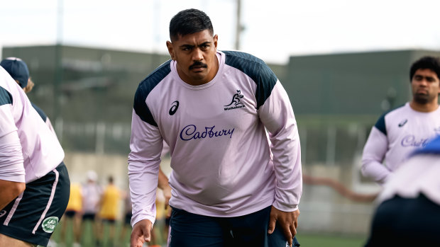 Will Skelton during his first Wallabies training session of this year’s spring tour.