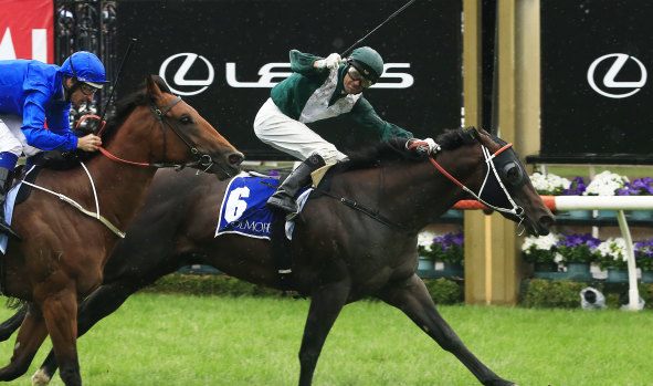 Exceedance takes out the Coolmore Stud Stakes in the spring in 2019.