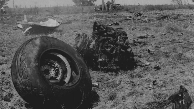 Wreckage of the R.A.A.F. Neptune anti-submarine bomber near Richmond air base on February 4, 1959