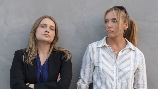 Merritt Weaver (left) and Toni Collette play detectives trying to catch a rapist in the Netflix series Unbelievable.