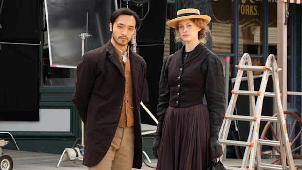 Yoson An and Alyssa Sutherland star in SBS’s gold-rush drama New Gold Mountain.