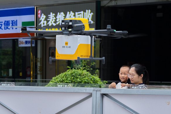 In the tech hub of Shenzhen, in southern China, consumers can have food delivered by drones to designated drop-off sites. 
