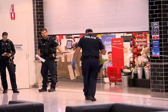 Police at the scene of Monday’s alleged stabbing in Ipswich. 