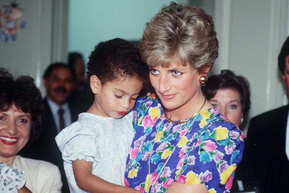 Princess Diana, wears a favourite “caring dress” during a visit to a hostel caring for children with HIV in Sao Paulo, Brazil. 