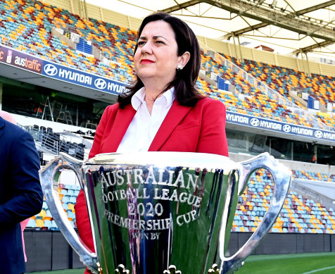 Premier Annastacia Palaszczuk at the announcement that the Gabba would host the AFL grand final.