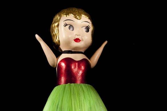 One of the remarkable objects: A giant kewpie doll made by James Colmer and Lara Denman used in the closing ceremony of the Sydney Olympics.