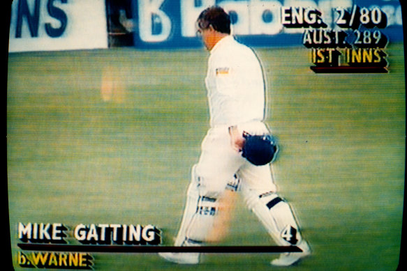 A bamboozled Mike Gatting trudges off after being dismissed by Warne’s ‘ball of the century’.