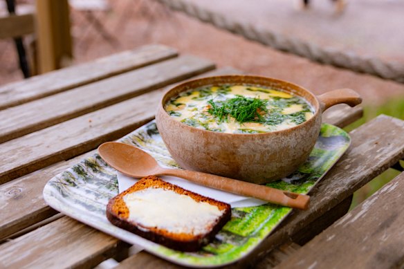 A Finnish staple … salmon, potato and dill soup.