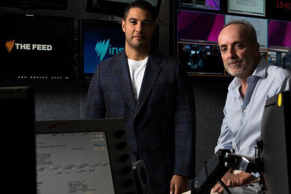 The Feed host Marc Fennell (left), with SBS director of news and current affairs Jim Carroll.