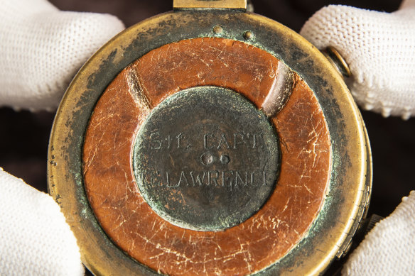 Underside showing the inscription Stf CAPT T E Lawrence.