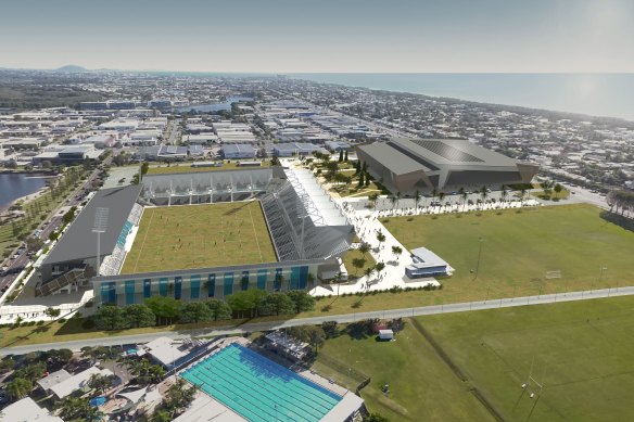 The proposed stadium upgrade and indoor arena in Bleijie’s Kawana electorate. The arena plan has attracted his ire because it would displace a rugby league club.