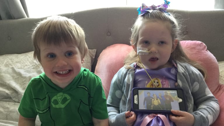 Annabelle Potts with her three-year-old brother William. They also have a little sister, eight-month-old Juliette.