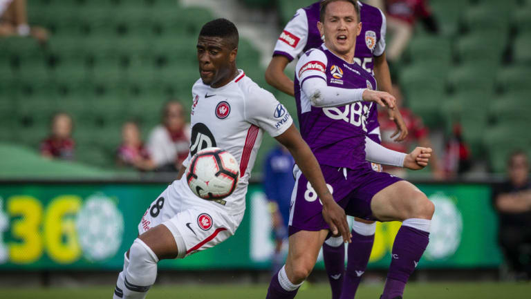 Point made: Roly Bonevacia delivered the leveller for Western Sydney in Perth.