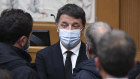 Matteo Renzi, leader of the Italy Alive party, speaks with attendees after a news conference in Rome. Renzi's party is tiny, but without his lawmakers Giuseppe Conte doesn’t have a parliamentary majority.