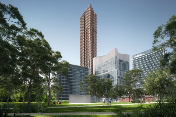Render of the 61-level tower in Parramatta that Tim Gurner and Qualitas will develop.