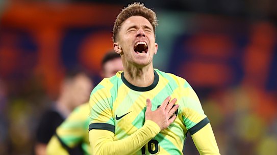 Max Balard celebrates his goal.