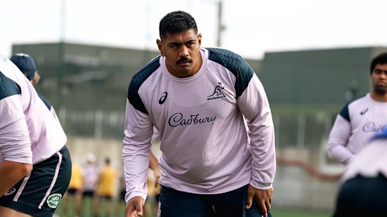Will Skelton during his first Wallabies training session of this year’s spring tour. 