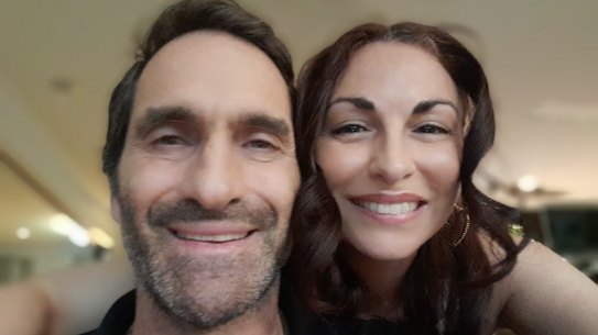 Shark attack victim Mercury Psillakis and wife Maria.