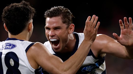 Tom Hawkins with Tyson Stengle.