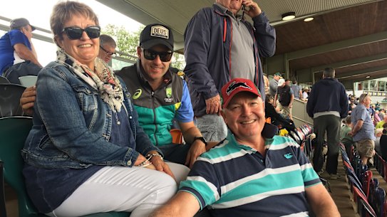 Nathan Lyon's family - mum Bronwyn, brother Brendan and uncle Fred - at their "home" Test.