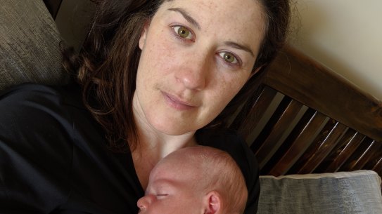 Jennifer Faerber and her three-month-old son, Harrison.