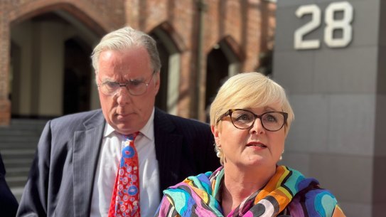 Senator Linda Reynolds outside court in Perth at a previous hearing.