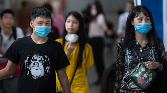 Passengers at Melbourne Airport's international arrivals gate on Monday. 