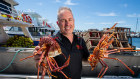 Fremantle fisherman Fedele Camarda celebrating the end of Chinese trade sanctions on Australian lobsters on Friday.