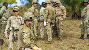 A New Zealand soldier during a joint training exercise with the US, Britain and Australia in Fiji last year.