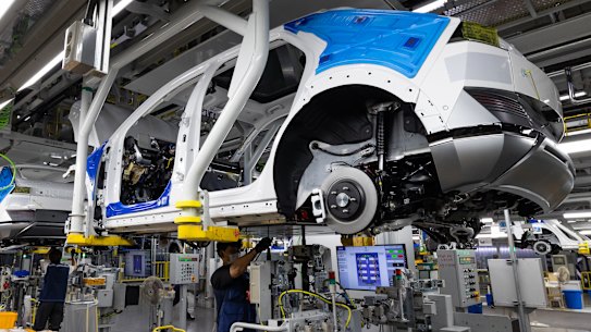 The Hyundai Ioniq 5 production line in South Korea.
