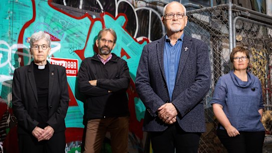 Rev Dr Margaret Mayman, Pastor James Winderlich, Rev Dr Simon Carey Holt and Rev Rachel Kronberger have written to Premier Jacinta Allan calling for a safe injecting room in Melbourne’s CBD.