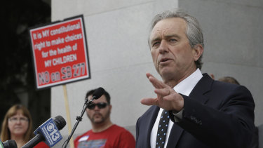 In a 2015 file photo, Robert Kennedy jnr speaks against a measure requiring California schoolchildren to get vaccinated.