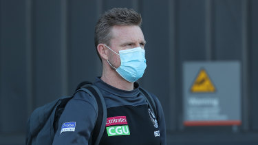 Nathan Buckley, head coach of Magpies  arrives in Perth on July 11.