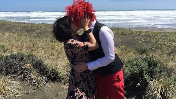 Writer Alice Clarke (right) with her wife, Karma Clarke.