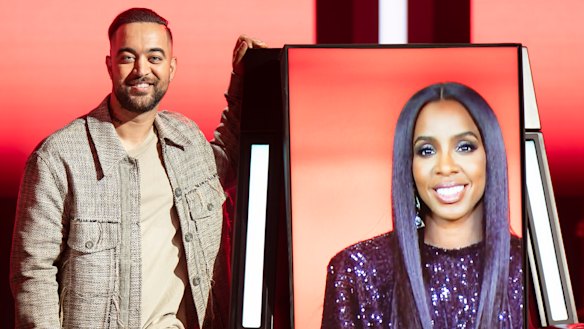 Chris Sebastian with COVID-distanced mentor Kelly Rowland.