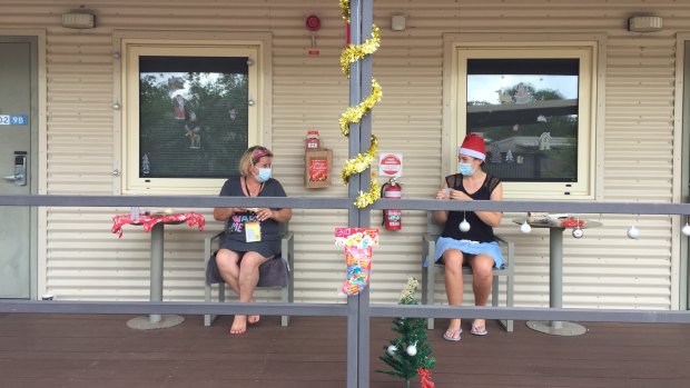 Returned Australian travellers at the Howard Springs quarantine facility over Christmas.