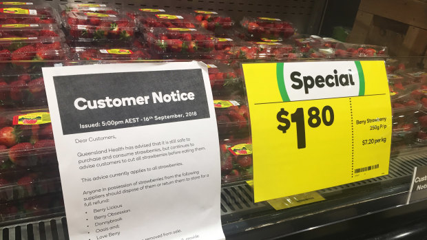Strawberries for sale at Woolworths.
