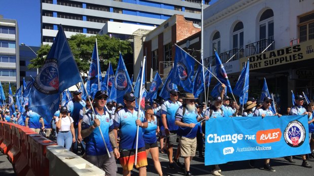 Last year's Labour Day march attracted thousands to Brisbane city streets.